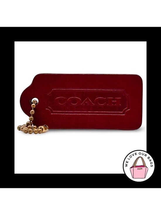 Coach Accessories - 2.25" COACH VINTAGE DOUBLE SIDED Red Leather Fob Bag Charm Keychain Hang Tag